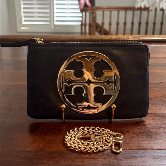 TORY BURCH “Charlie” Leather Clutch - Picture 3 of 8